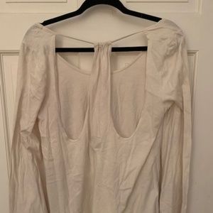 CHA SOR Offwhite 100% Cotton Blouse with Pretty Open Back